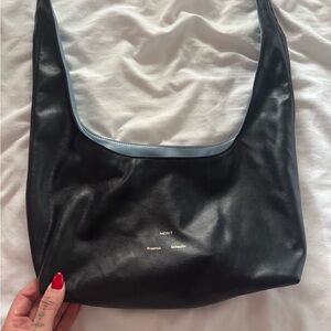 Proenza Schouler Black Leather Hobo with Light Blue Trim